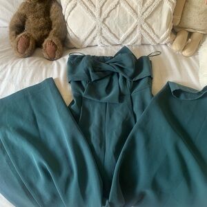 Anthropologie Green Wide Leg Jumpsuit